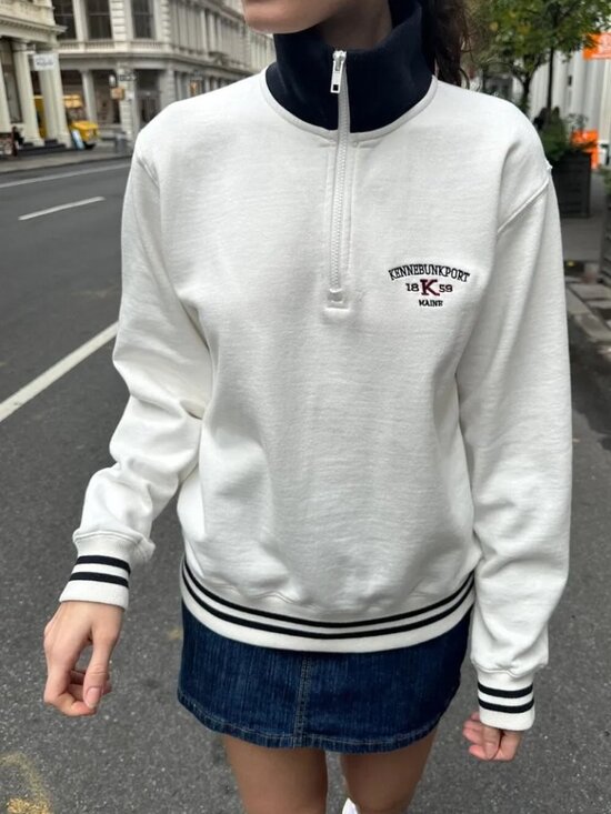 Brandy Melville Tops - Brandy Melville Missy Kennebunkport 1/4 Zip Sweatshirt OS Oversized